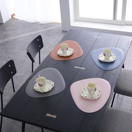 Table Mats Mat Solid Colour Leather Placemat Heat Insulation Pad Decorative For Home Restaurant Cafe Shops