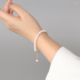 Link Bracelets Freshwater Pearl Bracelet Women's Simple High-end Sense Light Luxury Niche Design Adjustable Length