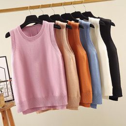 Women's Vests 2022 Spring Autumn Winter Solid Sleeveless Sweaters Women Vest Girls O Neck Knitted Pullover Tank Tops Waistcoat JW9321