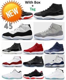 NEW 11s 11 Cool Grey 2021 Space Jam Basketball Shoes Men Concord Cherry Bred Jubilee Legend Blue Velvet Midnight Navy Gamma