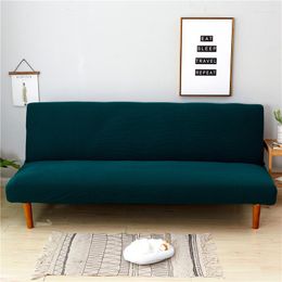 Chair Covers Dark Green Colour Stretch Sectional No Armrests Sofa Polyester Fabric Soft Slipcovers Elastic Couch Cover 150-190cm Size