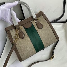 Ophidia Small Medium Tote Handle Bag Beige Canvas Leather Italy Brand Green and red Web Stripe Designer Womens Handbag CrossBody P243h