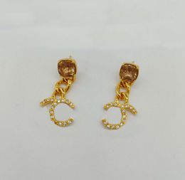 2023 Luxury quality Charm chain drop earring in 18k gold plated and sparkly diamond have box stamp PS7491A