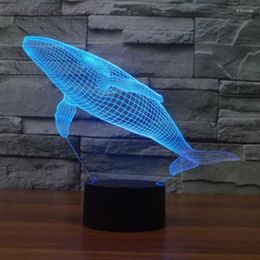 Night Lights Creative 3D LED Touch Light Whale Table Lamp 7 Colours Changing Home Bar Desk Decor