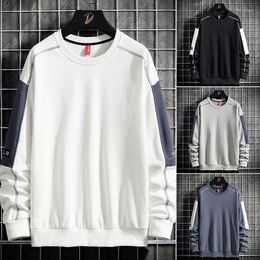 Men's Hoodies Fashion Long Sleeve Side Stripe Sweatshirts Hoodie Mens Casual O-Neck Patchwork