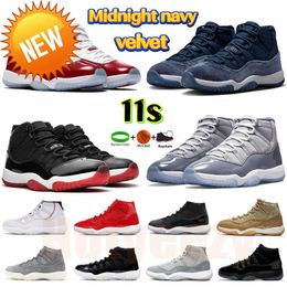 NEW Mens 11 11s cherry Basketball shoes Midnight navy velvet bred Cool Grey Designer Sneakers womens concord 45 space jam Royal