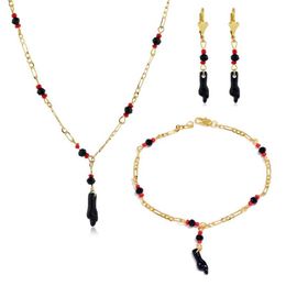 Charm Bracelets Pulsera Mano de Azabache Bebe 18K Gold gefülltes Glückshandbaby Armband und Halskette Set für Frauen Girls Geschenke208s