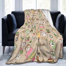 Blankets Flannel Blanket Cute Tea Pattern With Teapots Light Thin Mechanical Wash Warm Soft Throw On Sofa Bed Travel Patchwork