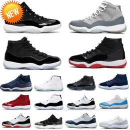 NEW Basketball Shoes Woman Sneakers Mens Trainers High Concord Cool Grey Barons Legend Blue Low Playoffs Bred Cherry 11 11S