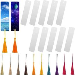 Party Favor Sublimation Blank Bookmark Metal Bookmarks with Hole and Tassels Bookmarks to Decorate DIY Crafts RRC628