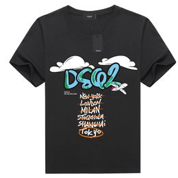 dsq Baumwoll-Twill-Stoff Neues Sommer-Männer-Kurzarm-bedrucktes loses T-Shirt Mode-beiläufiges Rundhals-Pullover-Halbarm-Hemd Großhandel