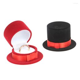 Jewellery Pouches Top Hat Box Velvet Wedding Ring Necklace Display Gift Container Case For Packaging