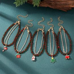 Link Bracelets IFME Multi-layer Beaded Bracelet Fashion Festival Santa Claus Hand Chain Crutch Reindeer Christmas Gift Ornament