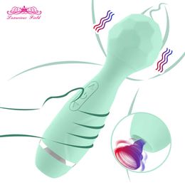 Beauty Items 2 in 1 Wand Magic Vibrator for Women 10 Speed Sucking Vibration Clitoris Stimulation Massager Erotic sexyy Toys Adult