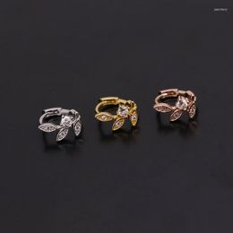 Hoop Earrings 1 PCS Cute Micro Pave CZ Mini Leaf Shape Piercing Earring Simple Gold Color Small Cartilage Ear Clip Cuff Jewelry