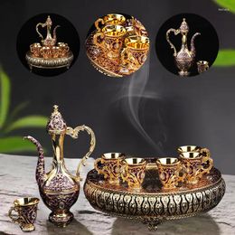 Hip Flasks European Style High Plate Wine Set Luxury Antique Alloy Household Pot Full Of Wedding Party Cup Decoration