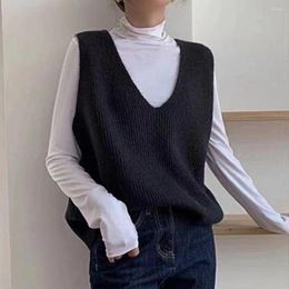 Women's Blouses Sweater Vest Loose Sleeveless Streetwear V Neck Women Autumn Retro Solid Color Waistcoat For Everyday Wear