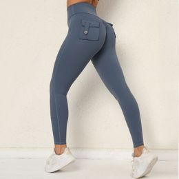 Ladies Leggings yoga pants pocket button yoga pants 14 Colour sports trousers High waist Tight fitting Buttock lift Elastic force quick-dry pant #qs0250