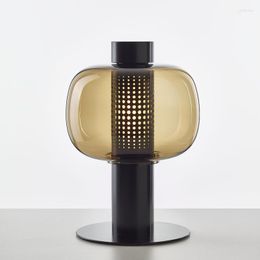 Table Lamps Glass Lampshade Led Lights Modern Black Desk For Living Room Bedroom Dining Home Decor Bedside Lamp Art Light