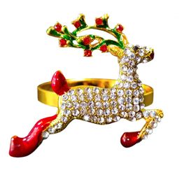 Deer Reindeer Napkin Rings with Bling Rhinestones for Wedding Xmas Party Home Kitchen Dining Room Table Decoration RRC692