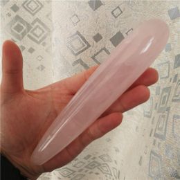 Decorative Figurines 18cm Natural Rose Quartz Crystal Wand Personality Pink Massage Stick Gemstone Beauty Bar Yoni Healing For Women Gift