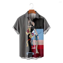 Men's Casual Shirts Summer Painting Hawaiian Camisas Loose Colourful Printed Short Sleeve Men Brand Clothing Beach Floral Aloha Vetement