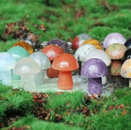 Garden Decorations Crystal agate semi-precious stones 2CM mini mushroom flower pot fish tank decoration landscaping RRA796