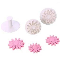 Baking Moulds Allforhome 3pcs Of Sunflower Shape Mold Cake Plunger Cookie Cutters Biscuit Stamps Decorating Embossing Tool