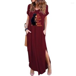 Party Dresses 2022Summer Women's Dress Africa Black Woman Beautiful Long Casual Loose Pocket Short Sleeve Maxi Drop Ship