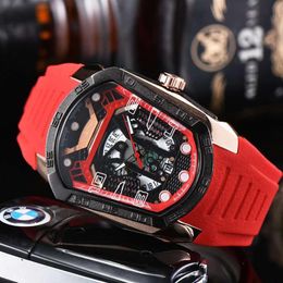 Multi-Function Timing Watch Men's Phantom Six-Pin Hollow Watches Unique Creative Calendar Silicone Strap Luxury Male Wristwat272i