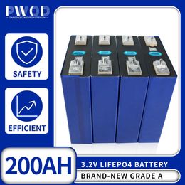 3.2V 200AH Lifepo4 Battery Rechargeable Lithium Iron Phosphate Solar Cell for DIY 12V 24V 48V Boat Golf Cart RV EV Forklift