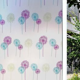 Window Stickers Purple Blue Dandelion Bedroom Glass Sticker Frosted Colour Opaque Bathroom Sliding Door Balcony Privacy Film