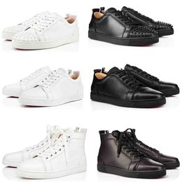 Wholesale Pop sneakers Reds Sole Shoes Junior Spikes Orlato Men's Flat suede leather sneaker Studded Rivets Classic black calf leather trainers