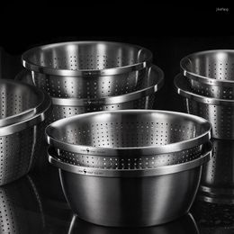 Bowls 304 Stainless Steel Drain Basket Rice Washing Sieve Kitchen Mixing Set Vegetables Fruit Storage Container