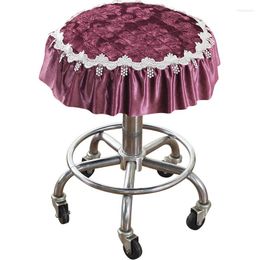 Chair Covers Home Decoration European Royal Luxury Lace Round Stool Cushion Cover Soft Cloth Art Seat Non-slip