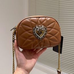 Peach heart Chains Cross Body Bag Women Underarm Shoulder Handbags Quilting Hobo Bags Genuine leather Handbag purse Lady designer bag