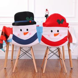Chair Covers 1 PCS Christmas Cover Dining Table Santa Claus Snowman Red Cap Ornament Back Home Party Holiday Supplies
