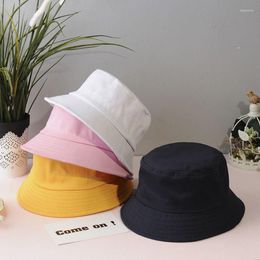 Hats Korean Adult Kids Summer Foldable Bucket Hat Solid Colour Hip Hop Wide Brim Beach UV Protection Round Top Sunscreen Fisherman Cap