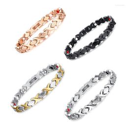 Link Bracelets Leaf Magnetic For Women Men Cross 4 Colours Stainless Steel Bracelet Chain Magnet Health Energy