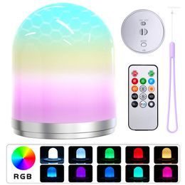 Night Lights USB Charging Colourful RGB LED Light Desk Lamp 7 Modes Sensitive Remote Control For Bedroom Kids Living Room Gift With SOS