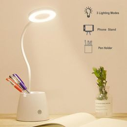 Table Lamps Dimmable Light Flexible Touch Control Reading Lamp Book Desk Night USB Rechargeable For Studying Bedside