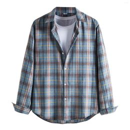 Men's Casual Shirts Mens Large White T Pack Men Autumn Winter Long Sleeve Single Breasted Turn-Down Collar Fashion Red Flannel Shirt