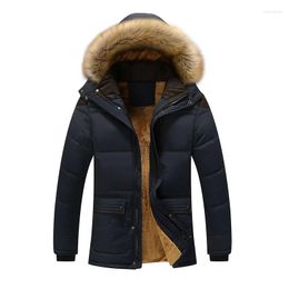 Men's Down Winter Plush Thickening Jacket Men Parka With Fur Hooded Quilted Padded Wadded Windbreaker Warm Male Coat Parkas Korean