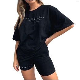 Womens Tracksuits Summer t Shirts Set Women Fashion Casual Printing T-shirts Ladies Short Sleeve O-neck Top and Shorts Ropa De Mujer