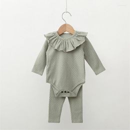 Clothing Sets Toddler Baby Girl Clothes Set 2022 Spring Polka Dot Romper Pants Bib 3Pcs Pajama Suit For Borns Cotton Children's