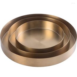 Plates Gold Stainless Steel Dish Nordic INS Style Desktop Storage Plate Metal Tray Round Breakfast Desk Buddhism Decoration