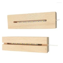 Lamp Holders 2Pack 6 Inch Wood Rectangle Display Pedestal Wooden LED Lights Base For Acrylic