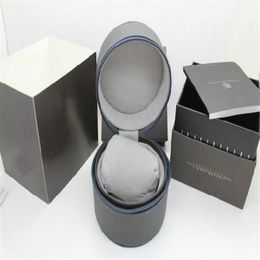 sell Top quality New Luxury round leather Boxes Tag he-uer gray Gift Box Men's Watch Boxes2533