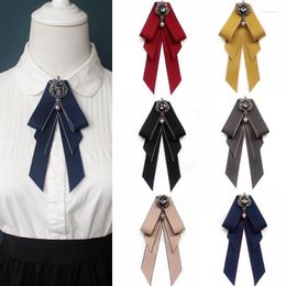 Brooches Fabric Cloth Art Bowknot Brooch Rhinestone Bow Tie College Wind Collar Pin And Shirt Corsage For Women Accessories