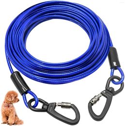 Dog Collars Double-headed Pet Tie Out Cable Leash Long Steel Wire Rope For Outdoor Dogs Straps Adjustable Running Supplies